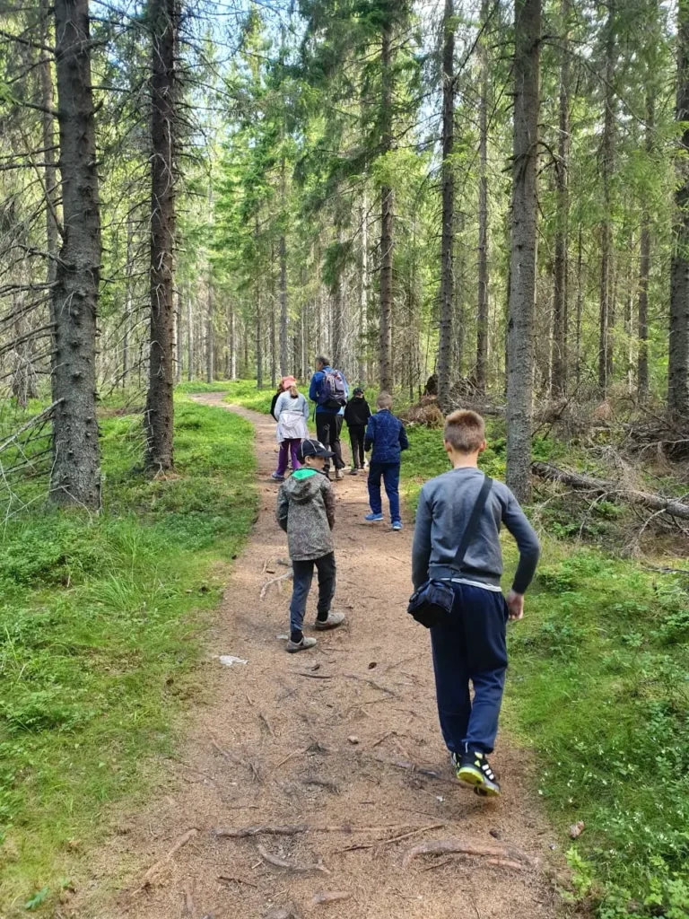 Дети на природе в летнем лагере Metsämäki Lomat в Финляндии