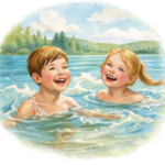 Дети на природе в летнем лагере Metsämäki Lomat в Финляндии